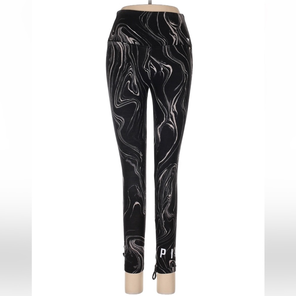 Victorias Secret PINK Marble Logo Lace up Cotton Leggings Size Small high rise